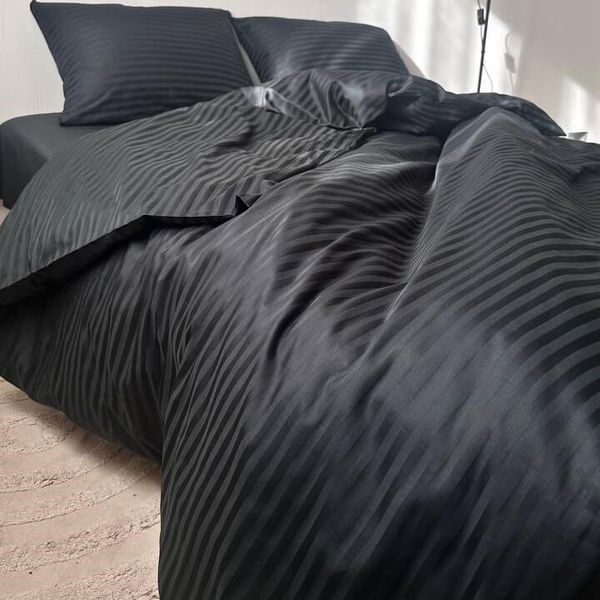Постільна білизна Stripe Sateen stripe black 1.5 фото